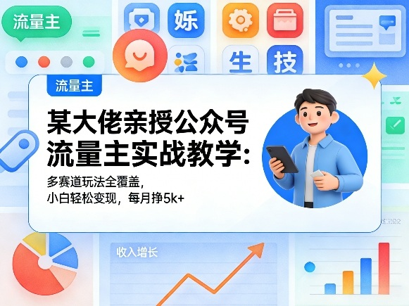 某大佬亲授公众号流量主实战教学:多赛道玩法全覆盖,小白轻松变现,每月多挣5k+-然百捷网络科技
