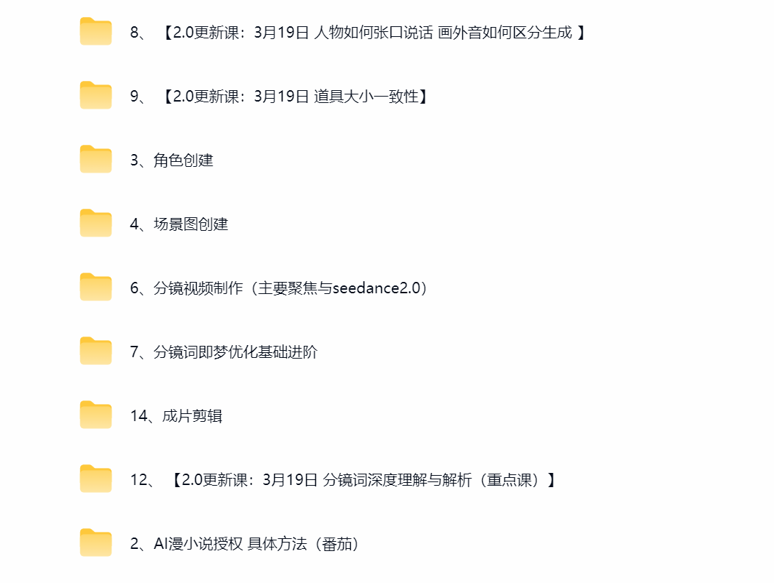 然百捷网络科技AI漫剧课程目录 制作教学下载 网赚教程资源