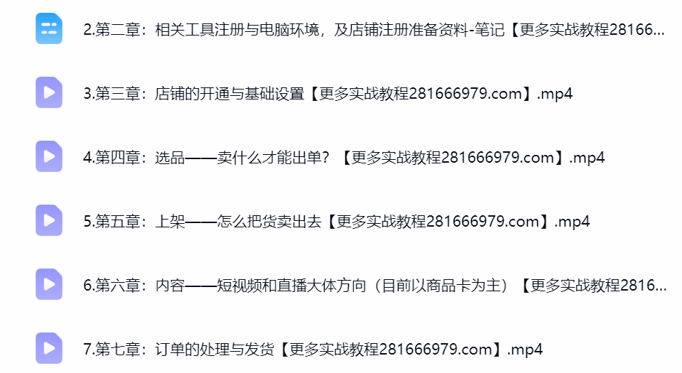 2026TikTok跨境电商课程目录截图，从0到1出单网赚教程